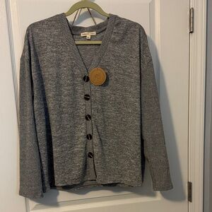 Parallel Skies Heather Gray Faux Cardigan Sweater